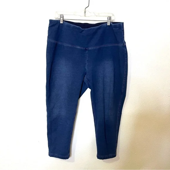 Chico's Dark Blue Jeggings sz 3 16/18 stretch pants pull on denim look - Picture 1 of 5